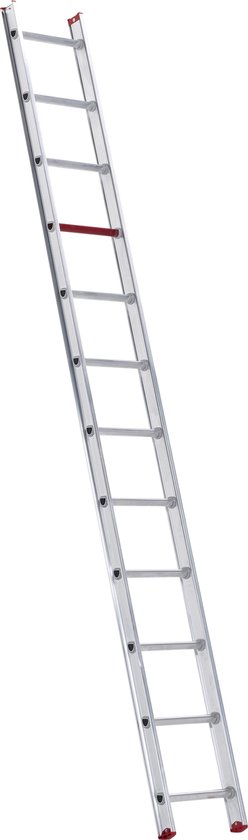 Altrex rechte aluminium ladder met 10 sporten en rode details.