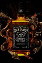 Denza - Diamond painting Jack Daniels Whiskey gitaar koptelefoon 40 x 50 cm volledige bedrukking ronde steentjes direct leverbaar alcohol - Tennessee