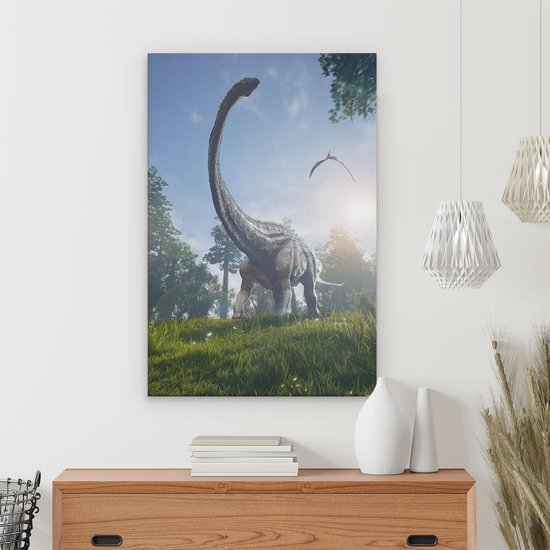 Artaza - Peinture sur toile - Dinosaure Diplodocus dans la forêt - 20x30 - Klein - Photo sur toile - Impression sur toile
