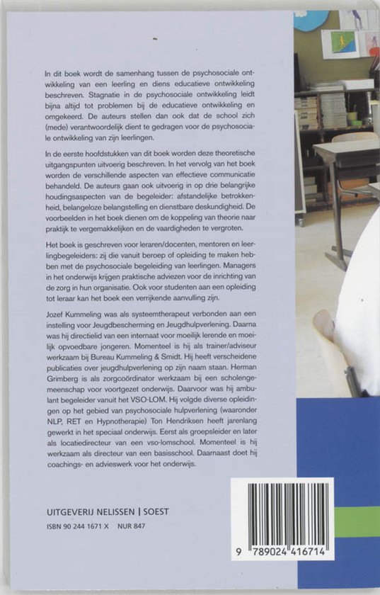 Achterkant van een boek met de titel 'Begeleiden van leerlingen met problemen' en ISBN-nummer.