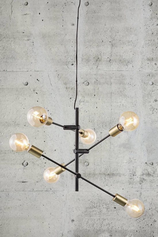 Nordlux Josefine hanglamp - zeslichts - E27 - in hoogte verstelbaar - zwart