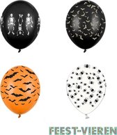 Halloween ballonnen set spinnen, vleermuizen en skelletten 24 stuks
