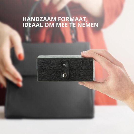 Boîte à bijoux Treasury Classic - Boîte à bijoux de Luxe avec miroir - Boîte de rangement en cuir Opbergbox - Noir Classic