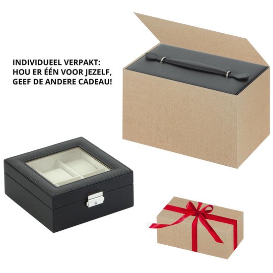 Boîte à bijoux Treasury Classic - Boîte à bijoux de Luxe avec miroir - Boîte de rangement en cuir Opbergbox - Noir Classic