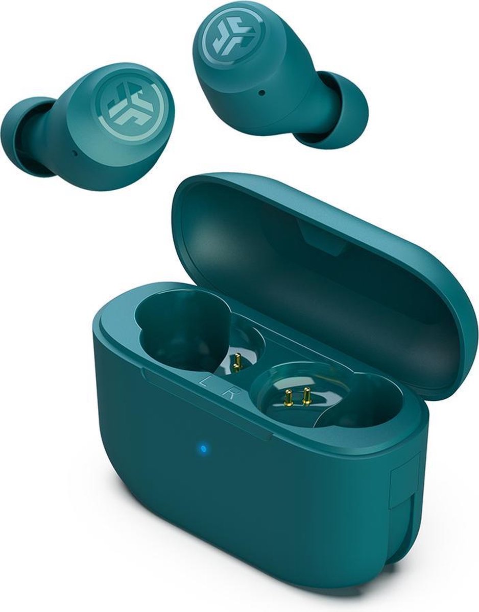 JLab Go Air POP Volledig Draadloze Oordopjes - Draadloze Oordopjes - Bluetooth Oordopjes - Wireless Earbuds - Draadloze Oortjes - 32 uur Speeltijd - EQ Geluidsinstellingen - Bluetooth 5.1 - Oplaadcase met ingebouwde Oplaadkabel – Groenblauw