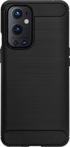 BMAX Carbon soft case hoesje geschikt voor OnePlus 9 Pro - Soft cover - Telefoonhoesje - Beschermhoesje - Telefoonbescherming - Zwart