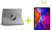 Geschikt Voor: iPad 2017 / 2018 / Pro 9.7 / Air 1 / Air 2 Multi Stand Case - 360 Draaibaar Tablet hoesje - Tablethoes Grijs + 1x Screenprotector