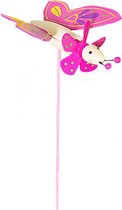 windmolen vlinder junior 48,5 cm hout roze