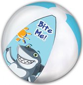 strandbal Shark junior 45 cm blauw/wit/grijs