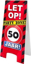 waarschuwingsbord 50 jaar 58 x 26 cm karton rood