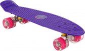 skateboard met ledverlichting 55,5 cm paars/roze