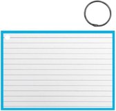 flashcard met clipring A6 papier wit/mintblauw 50 stuks