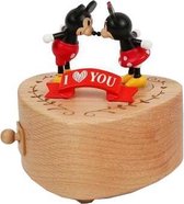 muziekdoos Mickey loves Minnie Wooderful Life 8,8 cm hout