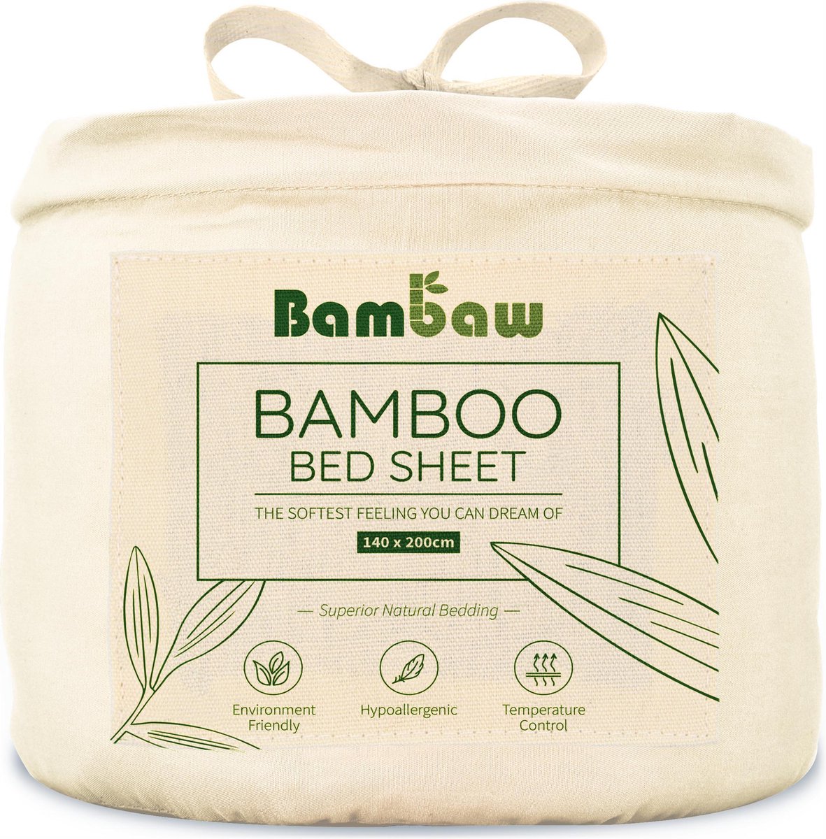 Bamboe Hoeslaken | 2-Persoons Eco Hoeslaken 140cm bij 200cm | Ivoor | Luxe Bamboe Beddengoed | Hypoallergeen Hoeslaken | Puur Bamboe Viscose Rayon Hoeslaken | Ultra-ademende Stof | Bambaw