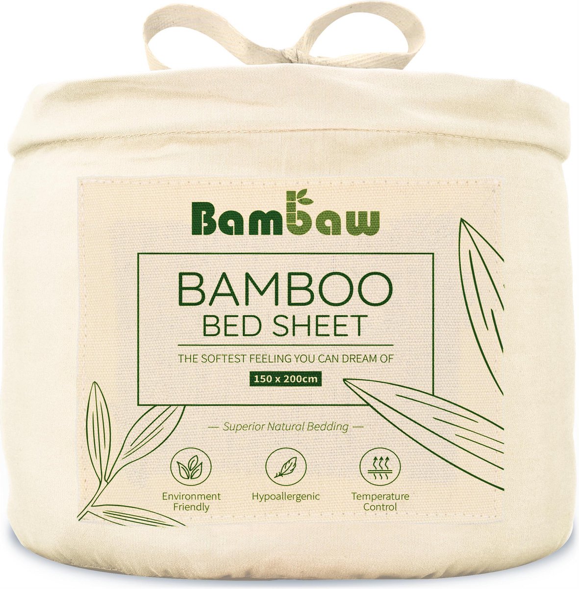 Bamboe Hoeslaken | 2-Persoons Eco Hoeslaken 150cm bij 200cm | Ivoor | Luxe Bamboe Beddengoed | Hypoallergeen Hoeslaken | Puur Bamboe Viscose Rayon Hoeslaken | Ultra-ademende Stof | Bambaw