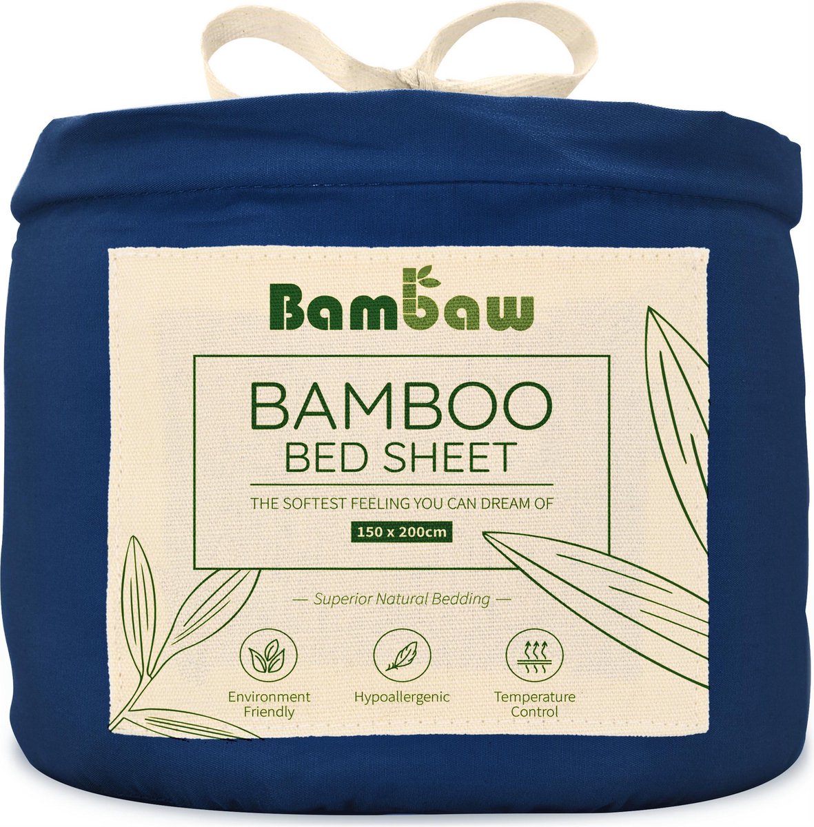 Bamboe Hoeslaken | 2-Persoons Eco Hoeslaken 150cm bij 200cm | Blauw marine | Luxe Bamboe Beddengoed | Hypoallergeen Hoeslaken | Puur Bamboe Viscose Rayon hoeslaken | Ultra-ademende Stof | Bambaw