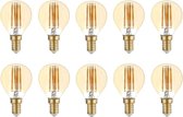 Bundel | 10 stuks | Filament bol lamp 4W | Goud glas | Dimbaar | E14 | 2500K - Warm wit