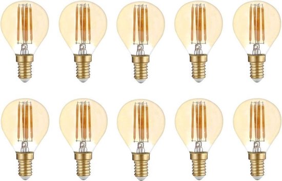 Bundel | 10 stuks | Filament bol lamp 4W | Goud glas | Dimbaar | E14 | 2500K - Warm wit