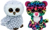 Ty - Knuffel - Beanie Boo's - Owlette Owl & Dotty Leopard