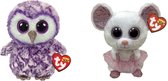 Ty - Knuffel - Beanie Boo's - Moonlight Owl & Nina Mouse
