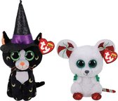 Ty - Knuffel - Beanie Boo's - Halloween Pandora Cat & Christmas Mouse