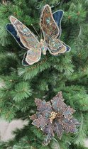 House of Seasons Set de 5, Clip décoratif fleur, papillon vert marron