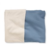 ZoZo handgemaakt- Ledikantdeken- Baby- Dekentje- Mini wafel Jeans blauw- Bamboe-Gebroken wit