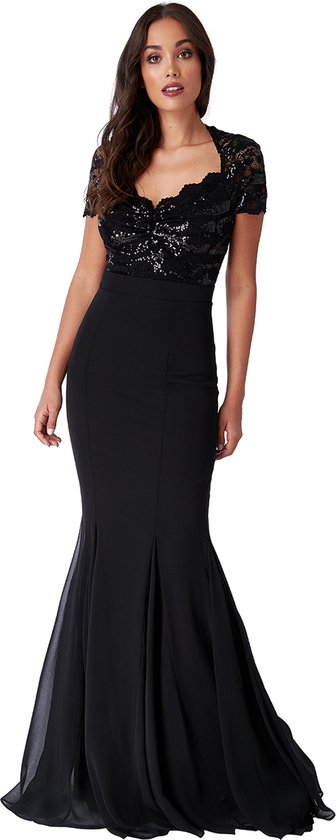Mooie jurk met bewerkt lijfje - Maat 38 - Zwart | bol.com