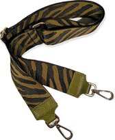 THL Design - Schouderband Voor Tas – Tassenriem – Tas Hengsel - Bag Strap - Verstelbaar – Zilverkleurig - Zebra - Zwart / Groen