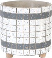 - planter cement ø17.5x18cm - white/grey - 175x18x