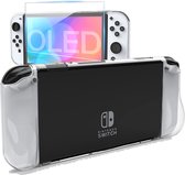 Hoesje Transparant geschikt voor Nintendo Switch OLED - Shock Proof Case - Screenprotector geschikt voor Nintendo Switch OLED