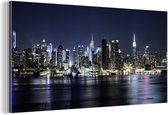 Wanddecoratie Metaal - Aluminium Schilderij Industrieel - New York - Licht - Skyline - 80x40 cm - Dibond - Foto op aluminium - Industriële muurdecoratie - Voor de woonkamer/slaapkamer