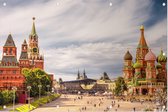 Kremlin en de Basiliuskathedraal op het Rode Plein in Moskou - Foto op Tuinposter - 150 x 100 cm