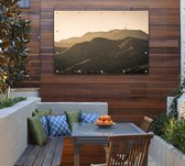 Zonsondergang achter de Hollywood Hills bij Los Angeles - Foto op Tuinposter - 60 x 40 cm