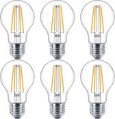 Greenways - Led Lampen - E27 - 7Watt (60w) - Helder glas - Filament - Warm wit licht - 2700K - 7W (vervangt 60w) - Grote fitting - Zuinig - Niet dimbaar - 6 STUK(S)