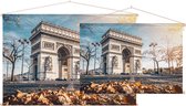 Parijse triomfboog op Place Charles de Gaulle in herfst - Foto op Textielposter - 120 x 80 cm