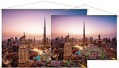 De stadslichten en skyline van Dubai City bij twilight - Foto op Textielposter - 90 x 60 cm