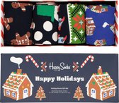 Happy Socks Gingerbread Cookies Socks Gift Set (4-pack) - unisex sokken - kerst- en wintersokken - Unisex - Maat: 41-46