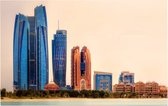 De skyline van Abu Dhabi bij rode woestijngloed - Foto op Forex - 60 x 40 cm