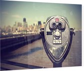 Vintage verrekijker op Liberty Island in Ney York - Foto op Plexiglas - 90 x 60 cm