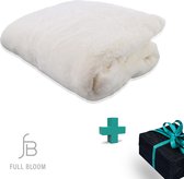 Luxe Fleece Deken | Plaid Wit | Woondeken 150 x 200 | Fluffy Plaids van Imitatiebont | Fleece Plaid | Blanket White | Tweepersoons Fleecedeken | Ful Bloom