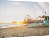 Santa Monica pier bij zonsondergang Los Angeles - Foto op Canvas - 45 x 30 cm
