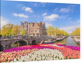 Een kleurrijke lente met tulpenbloemen in Amsterdam - Foto op Canvas - 45 x 30 cm