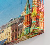 Kleurrijke blik op het Rode Plein en Kremlin in Moskou - Foto op Canvas - 90 x 60 cm