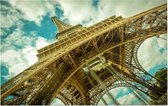 Constructie van de Eiffeltoren in Parijs in close-up - Foto op Forex - 45 x 30 cm