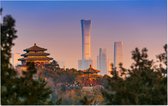 Klassieke Chinese tempel voor nieuwe skyline van Beijing - Foto op Forex - 120 x 80 cm