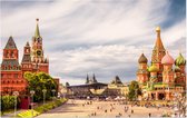 Kremlin en de Basiliuskathedraal op het Rode Plein in Moskou - Foto op Forex - 120 x 80 cm