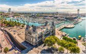 Port Vell vanaf het Columbus Monument in Barcelona - Foto op Forex - 60 x 40 cm