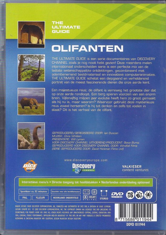 De rug van een olifant, getoond op de cover van 'The Ultimate Guide: Olifanten'.