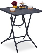 Relaxdays klaptafel buiten - balkontafel staal - tuintafel met parasolgat - campingtafel